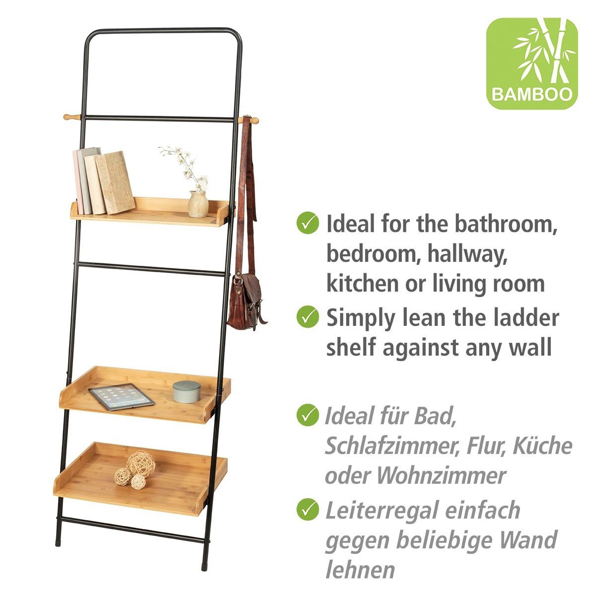 WENKO Leiterregal Loft, aus Bambus Badezimmerregal