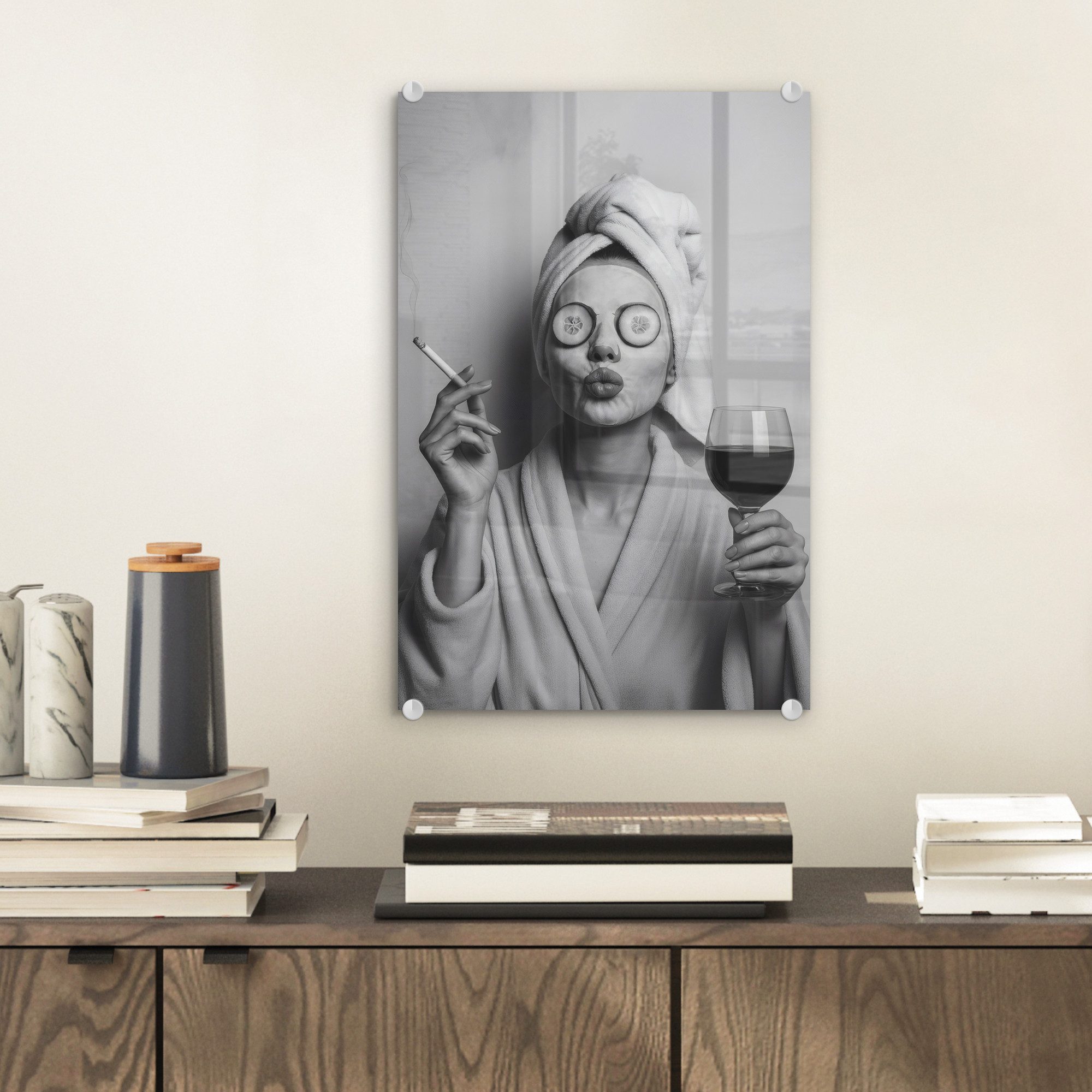 MuchoWow Acrylglasbild Frau - Maske - günstig online kaufen