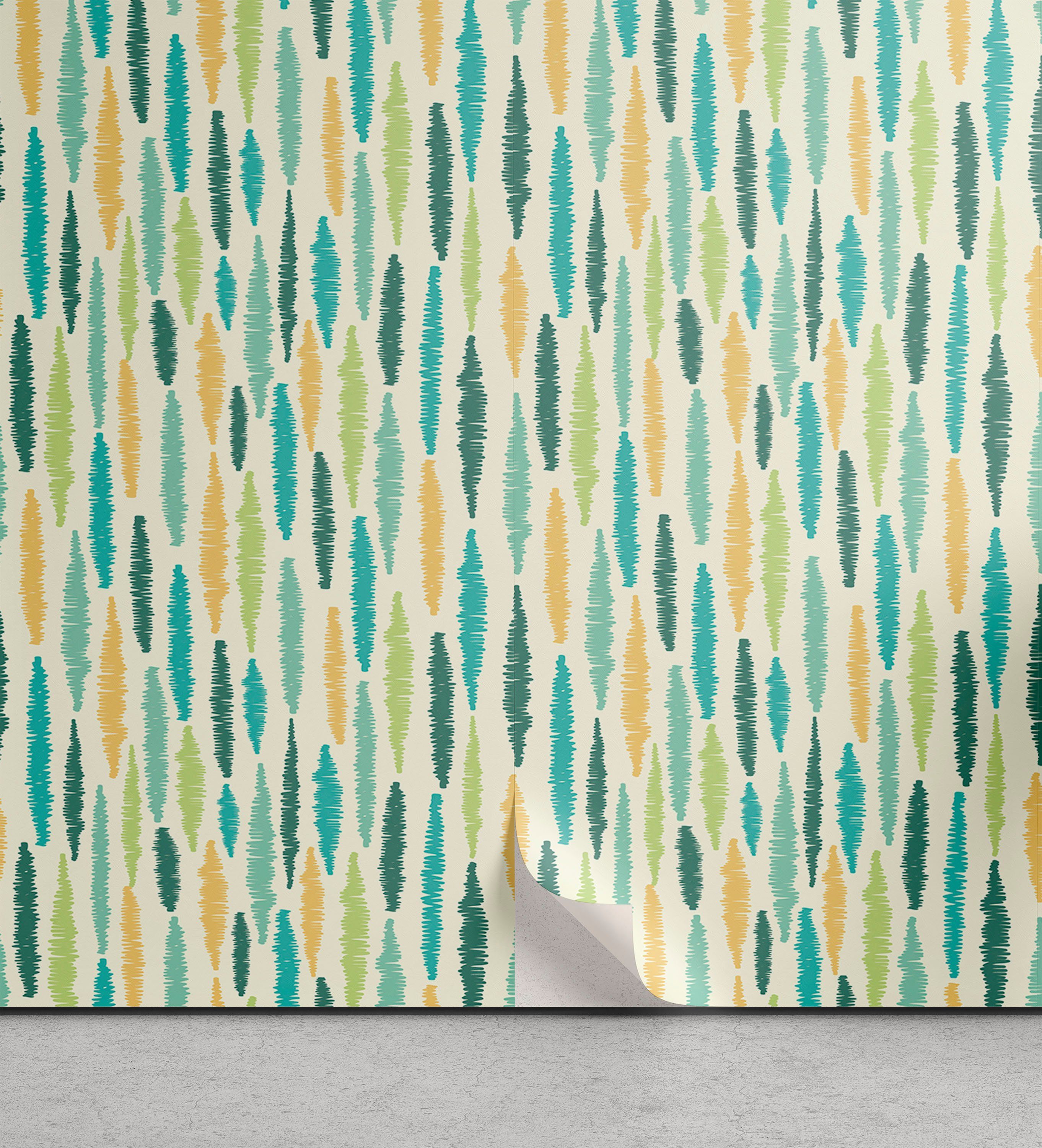 Abakuhaus Vinyltapete selbstklebendes Wohnzimmer Küchenakzent, Geometrisch Crayon Effect Stripes