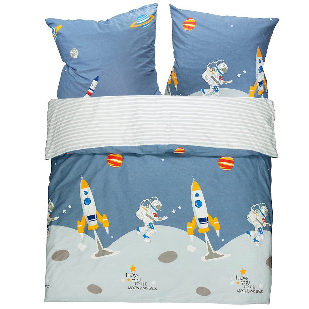 KEAYOO Kinderbettwäsche YZTX, Baumwolle, 2 teilig, Astronaut und Rakete Mus günstig online kaufen