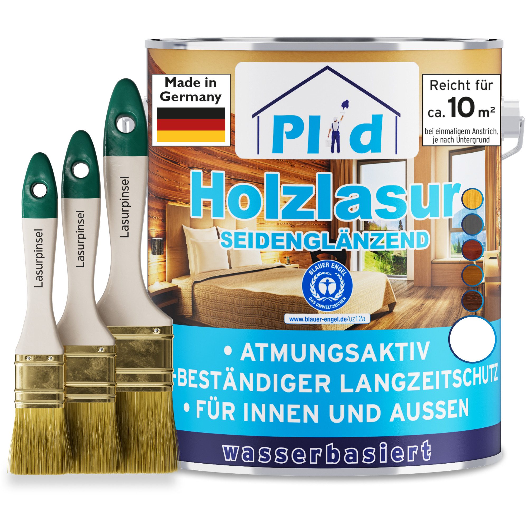 plid Holzschutzlasur Premium Holzlasur Holzschutzlasur Holzschutz Lasurpinsel, Schnelltrocknend