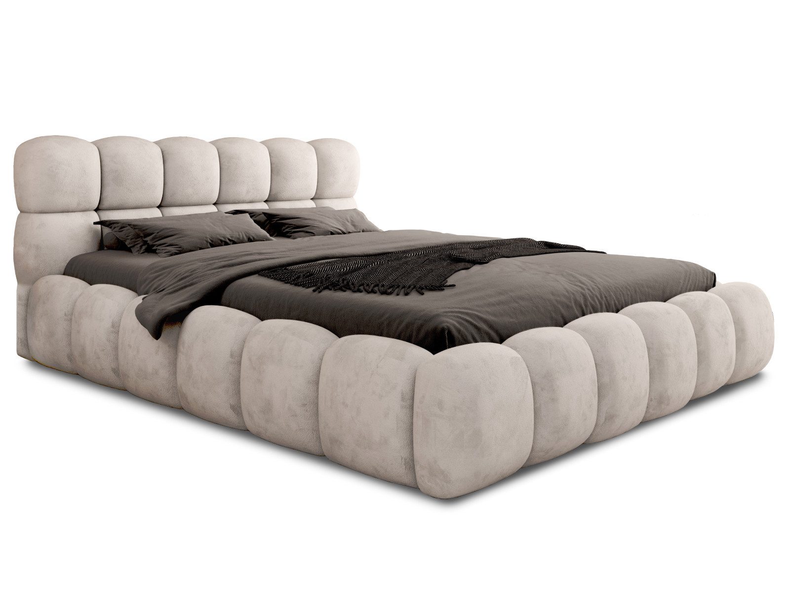 yourhouse24 Polsterbett Designer Boston mit Bettkasten und Lattenrost (Bettgestell mit Lattenrost und Bettkasten), Veloursstoff, Steppkopfteil, Bettkasten, pflegeleicht, stilvoll