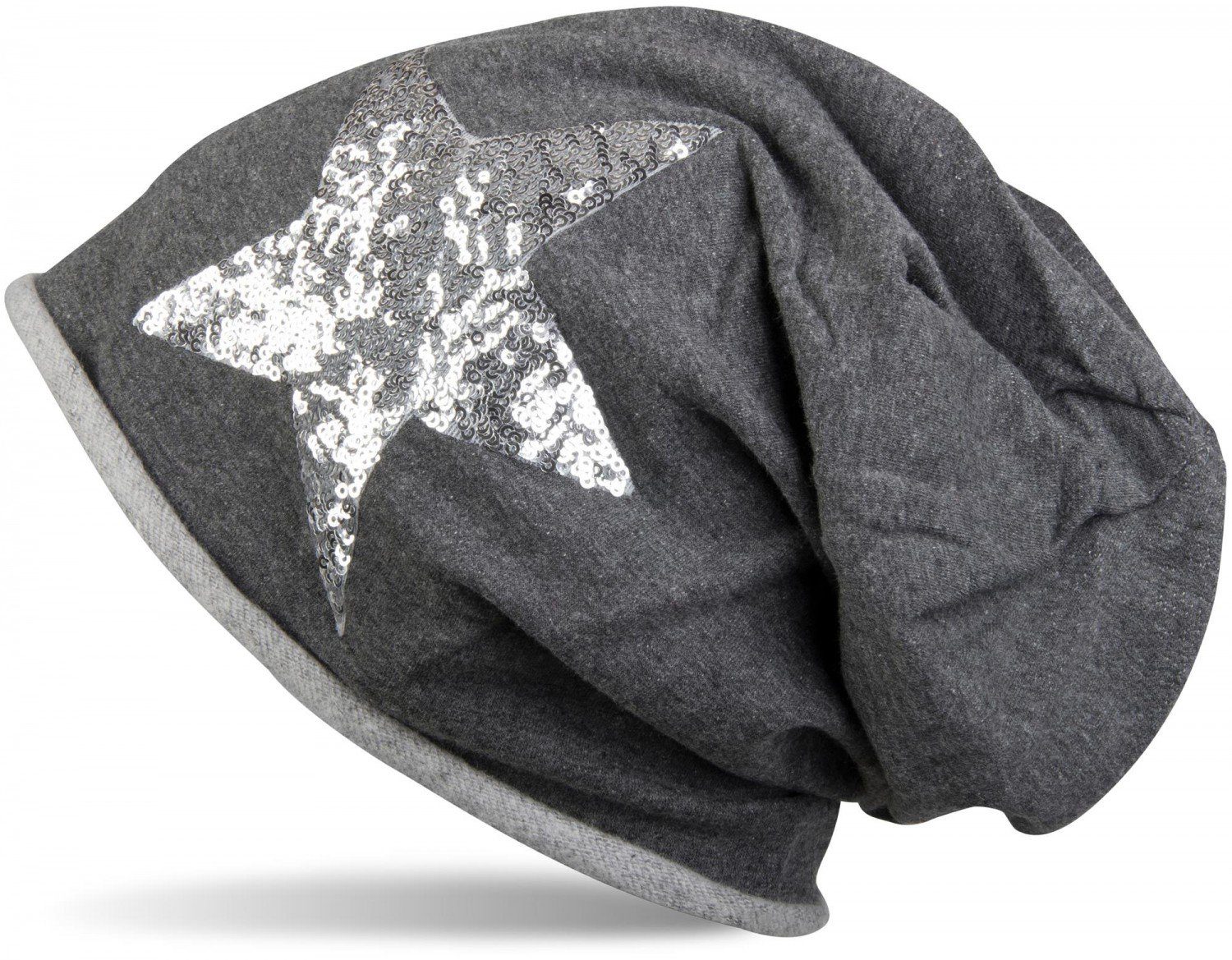 styleBREAKER Beanie Beanie mit Pailletten Stern & Rollrand (1-St)