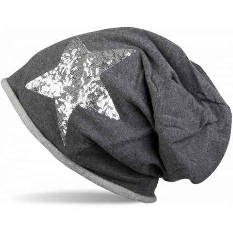 styleBREAKER Beanie (1-St) Beanie mit Pailletten Stern & Rollrand