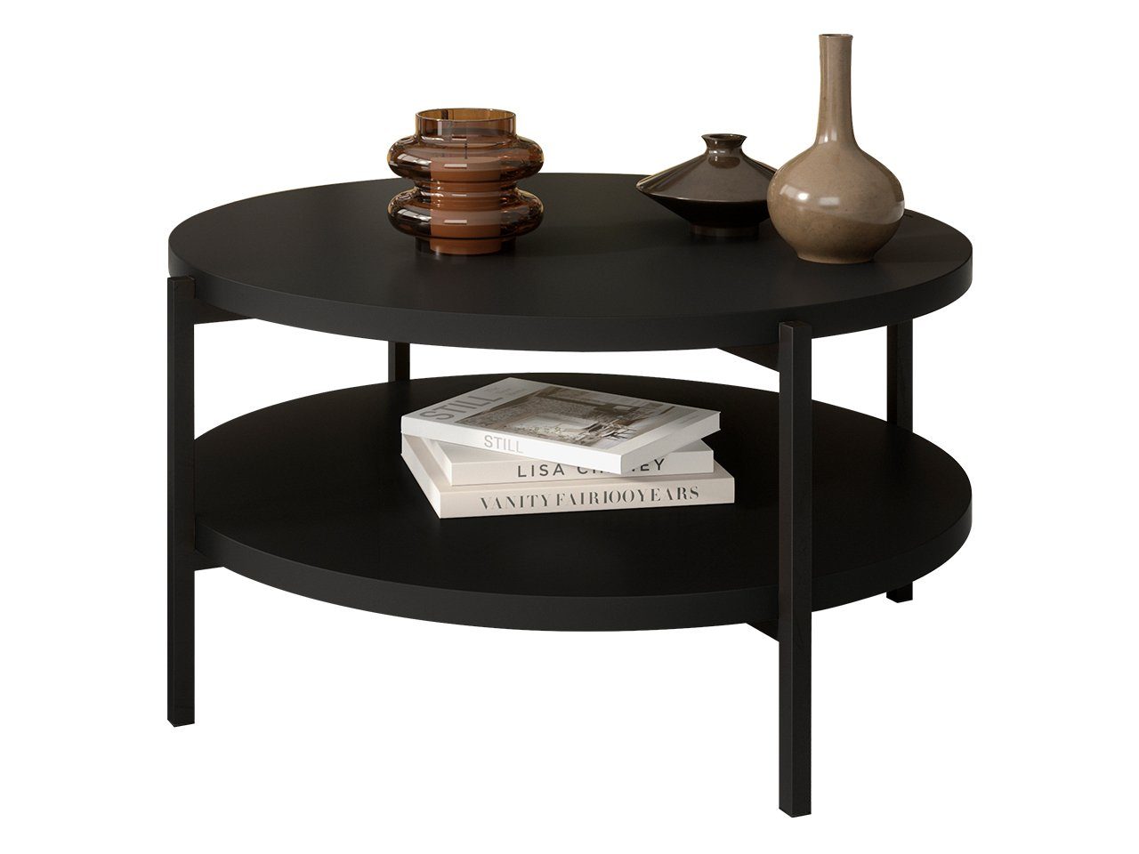 MIRJAN24 Couchtisch Sigma B02, Metallfüße schwarz 20 mm, Durchmesser: 80 cm