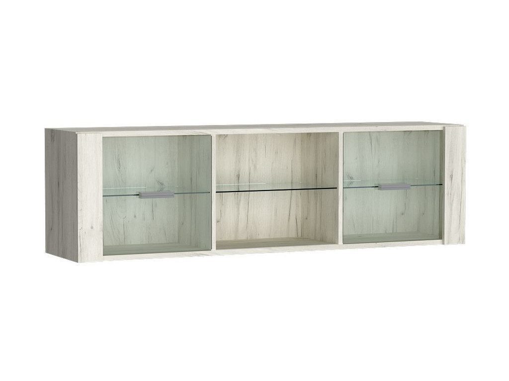Beautysofa Wandhängeschrank Polis I-21, Glastüren, Breite 137 cm + optionale LED-Beleuchtung