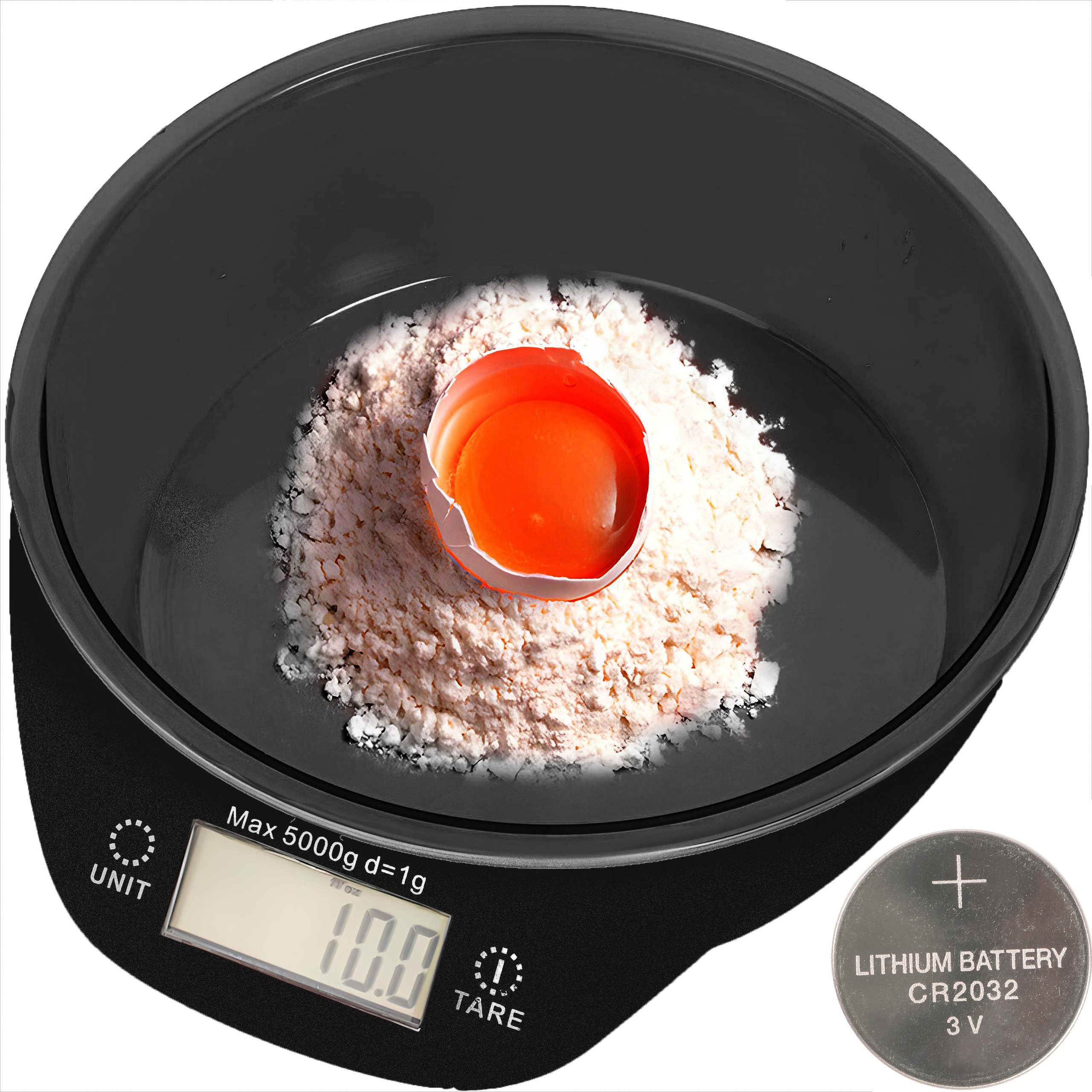 Retoo Küchenwaage mit Schüssel und Digital-Display Haushaltswaage 5 KG Feinwaage, (Waage mit LCD-Display, Bedienungsanleitung Originalverpackung), Perfekt für die Arbeit, Funktionell zu Hause, Lesbares LCD