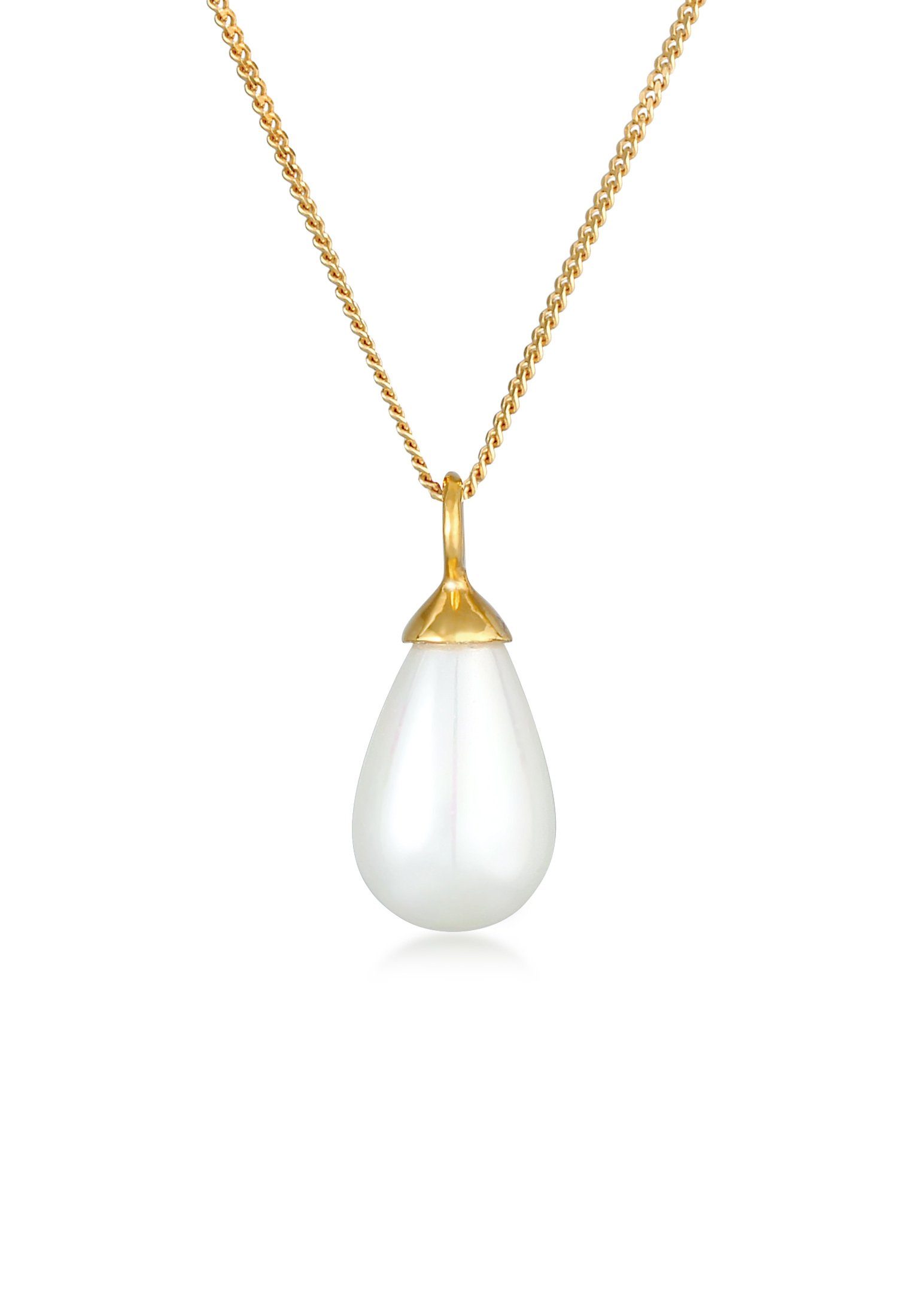 Nenalina Perlenkette Anhänger Muschelkernperle Tropfen 925 Silber