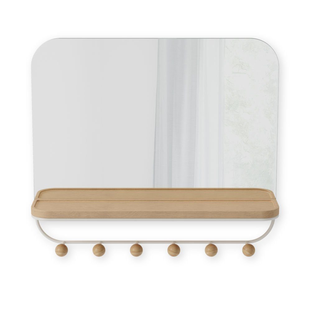 Umbra Wandspiegel Estique, mit Ablage und 6 Haken, Accessoire Organizer, für den Eingang