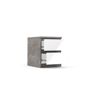 ebuy24 Nachttisch Nada Nachttisch mit 2 Schubladen, beton dekor,wei (1-St)