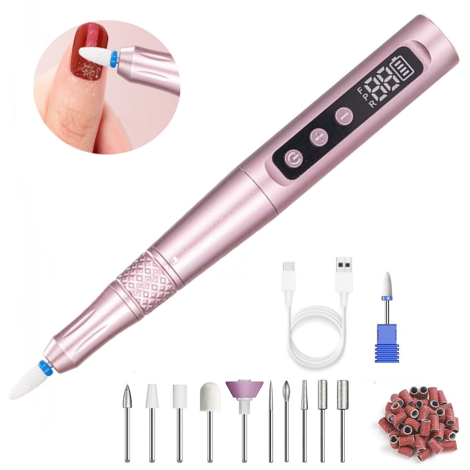 inschimmer Maniküre-Pediküre-Set 12-in-1 Kabellose Nagelfräser 35000 U/Min Elektrische Maniküre Set
