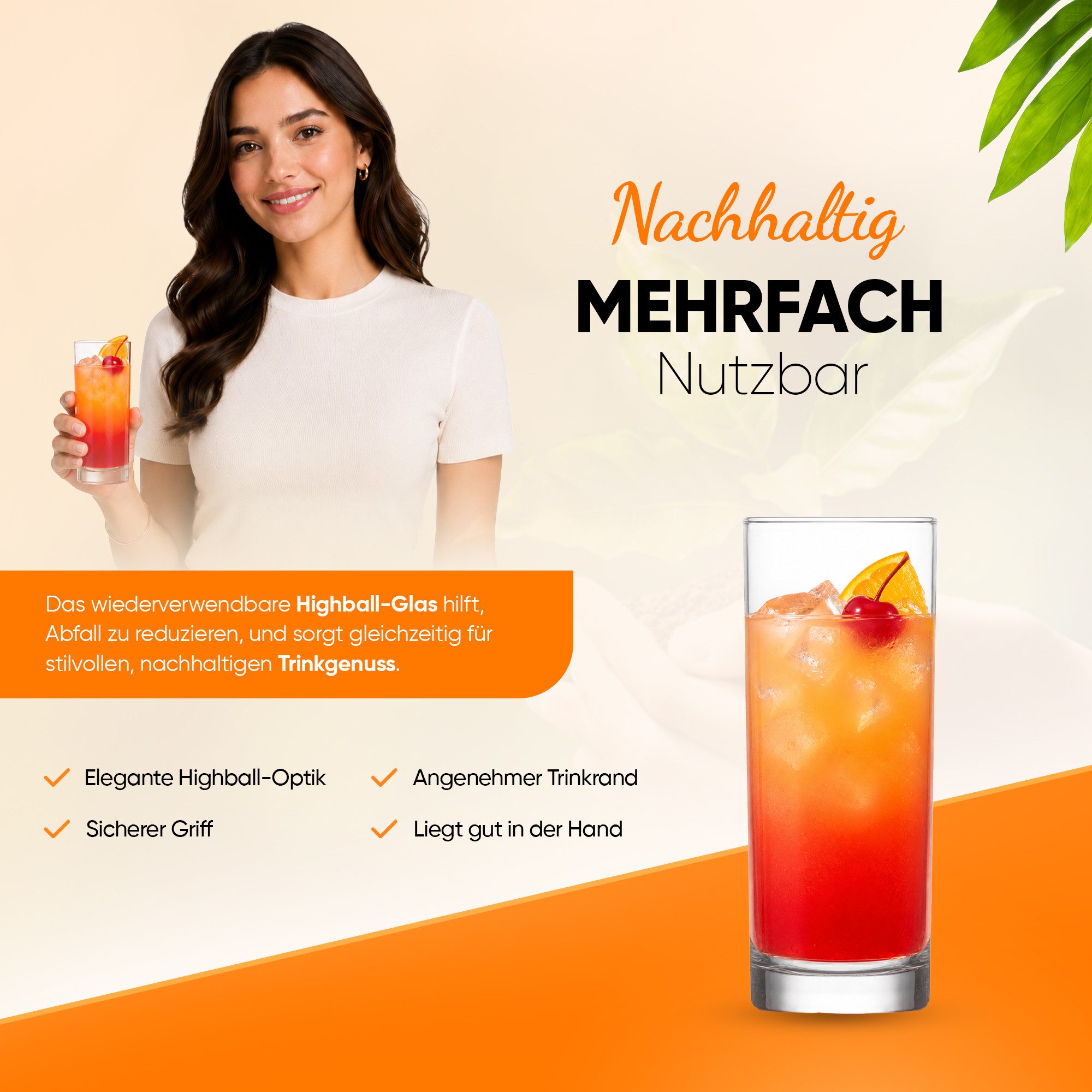 LAV Gläser-Set Liberty Longdrinkglas, 6-tlg., Glas, 6er Set, 360ml, ideal für Longdrinks, Wasser, Softdrinks, Säfte