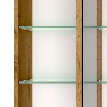 Lomadox Badmöbel-Set MORISSON-03, (Spar-Set, 4-St), Eiche 60 cm Waschtich Waschbecken und Spiegelschrank 180/200/45 cm