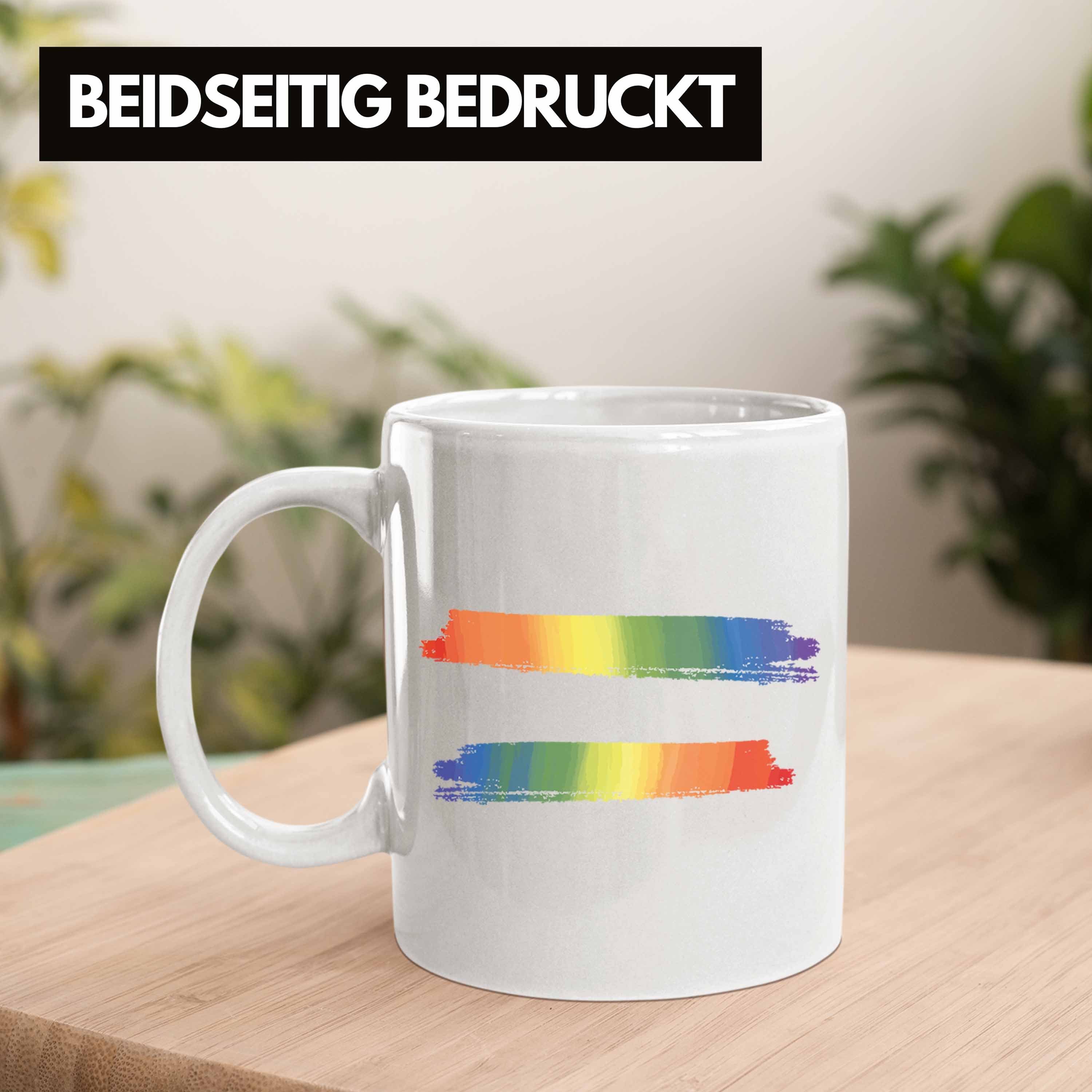 Geschenk - LGBT Trendation Grafik Schwule Regenbogen Lesben Weiss Tasse Transgender Tasse Trendation Pride