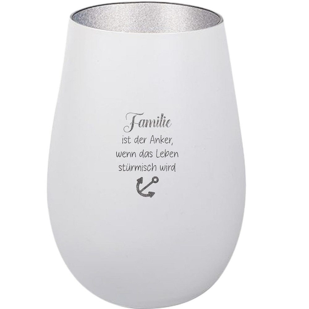 Der Porzellan-Laden Windlicht Personalisiertes Windlicht: 'Familie ist der Anker, wenn das Leben
