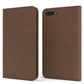 EAZY CASE Handyhülle Bookstyle Vintage für iPhone 8 Plus / iPhone 7+ 5,5 Zoll, Handy Klappcase mit Kartenfächer Kunstleder Handytasche Etui Braun