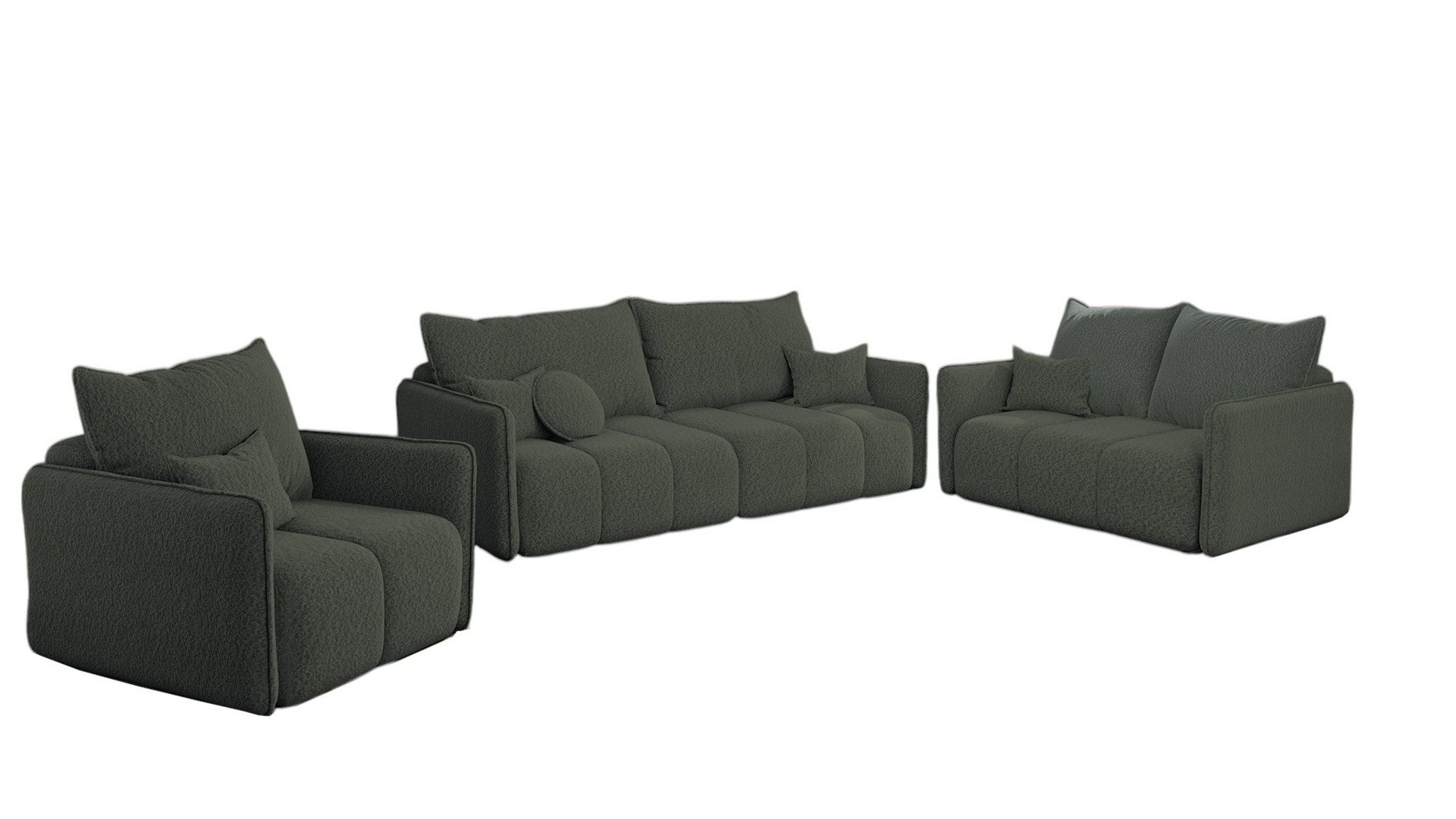 Fun Möbel Polstergarnitur Sofa-Set FUN AITOR 3-2-1 Sofagarnitur in Stoff Abriamo, (3-tlg), 3-Sitzer mit Schlaffunktion