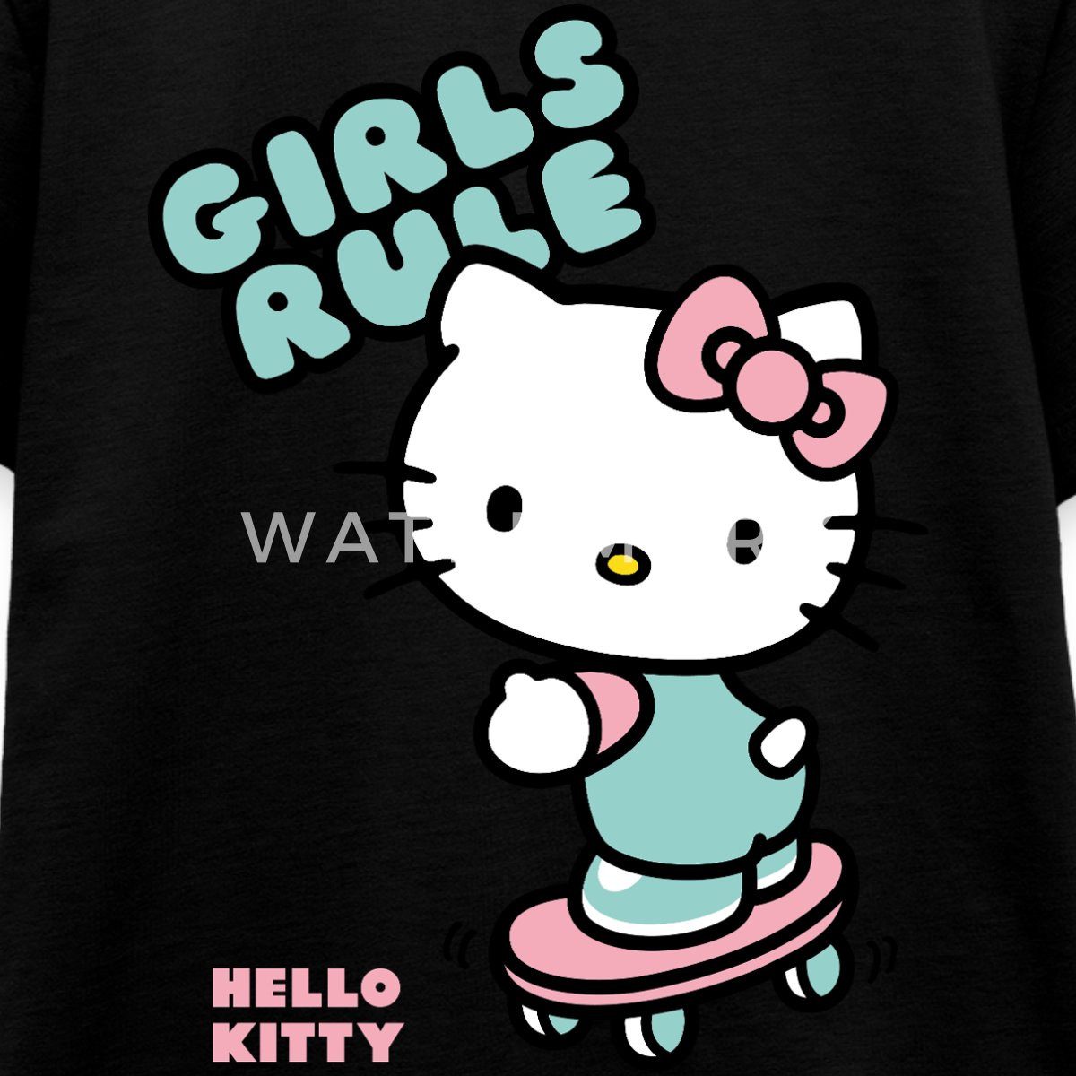 Spreadshirt T-Shirt Hello Kitty Auf Skateboard Girls Rule Teenager Premium T-Shirt (1-tlg)
