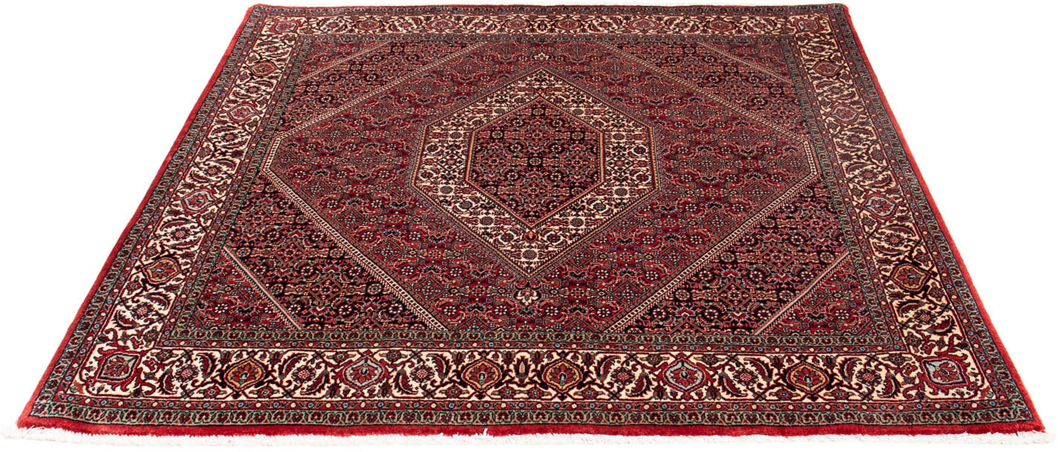 Orientteppich Perser - Bidjar quadratisch - 152 x 148 cm - dunkelrot, morgenland, quadratisch, Höhe: 15 mm, Wohnzimmer, Handgeknüpft, Einzelstück mit Zertifikat