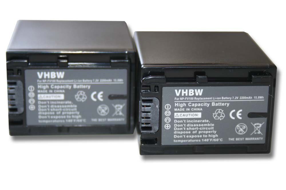 vhbw kompatibel mit Sony HDR-CX505VE, HDR-CX520VE, HDR-CX550E, HDR-CX520E Kamera-Akku Li-Ion 2200 mAh (7,2 V)