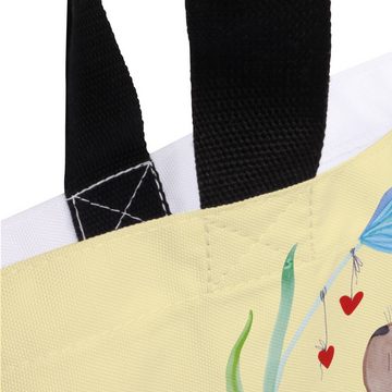 Mr. & Mrs. Panda Shopper Hase Blume - Gelb Pastell - Geschenk, Einkaufsbeutel, Einkaufstasche, (1-tlg), Modisches Design