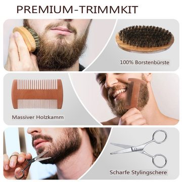 MAEREX Bartpflege-Set, 8-tlg., Bartpflege Geschenk Set für Männer, mit Bartöl, Kämmen, Schneiden und Bartpomade