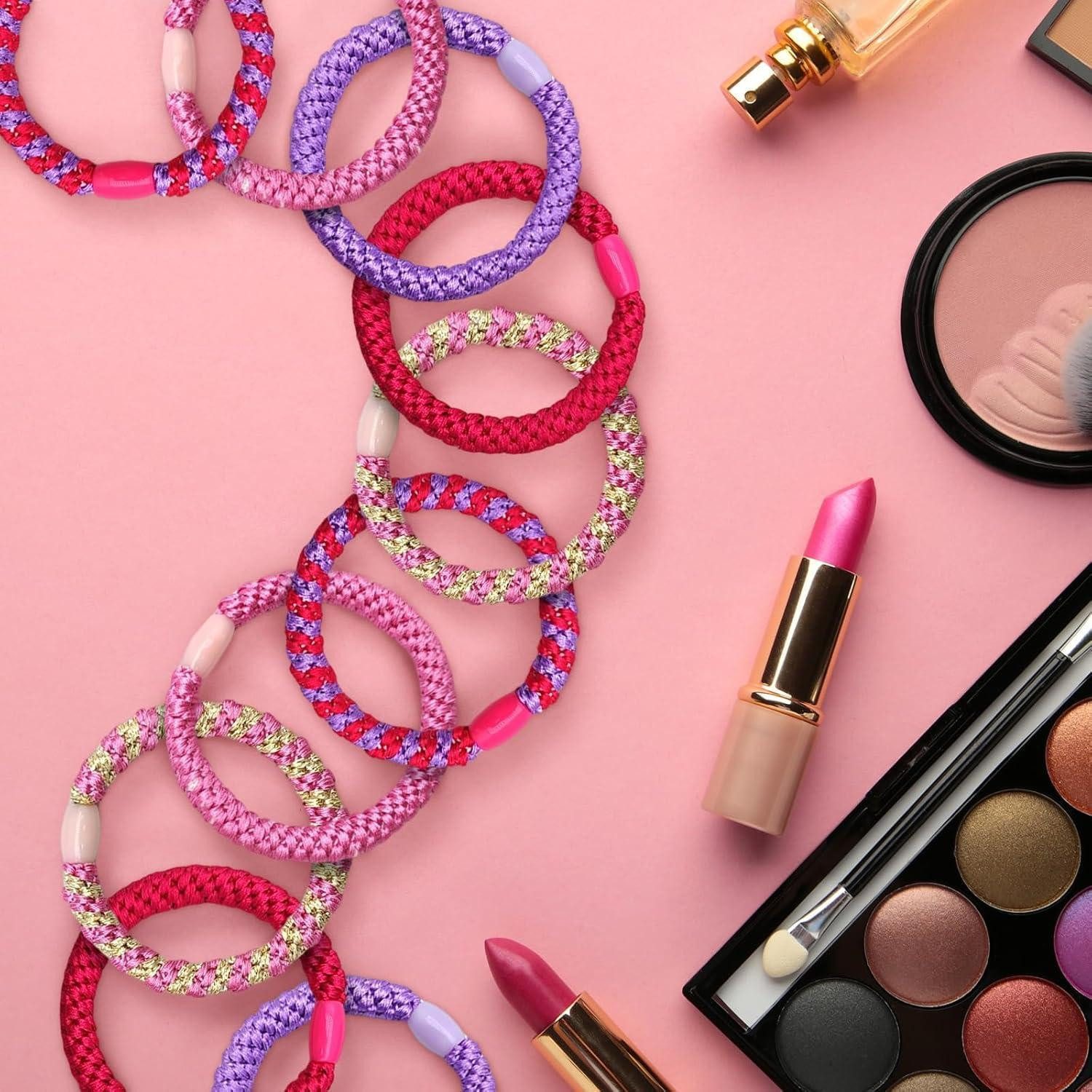 LuxusKollektion Haargummi Haargummis Mädchen Damen Mehrfarbig Elastisch 10 Stück Rosa