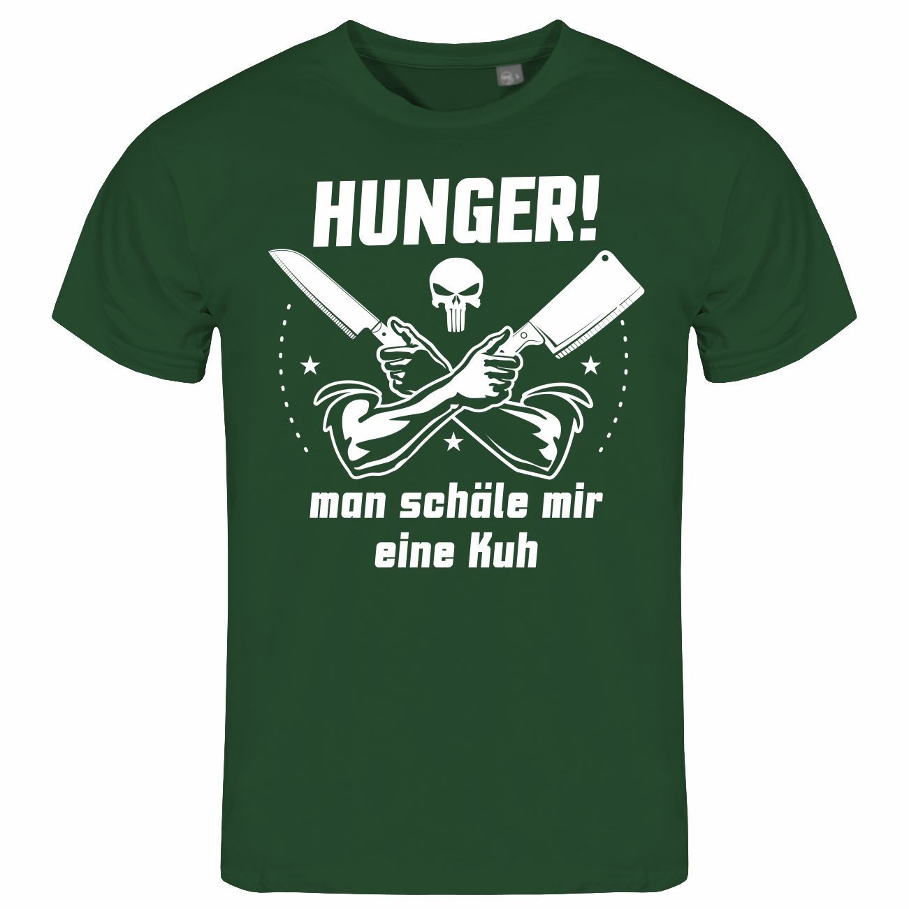 Print-Shirt Herren T-Shirt HUNGER Man schäle mir eine Kuh