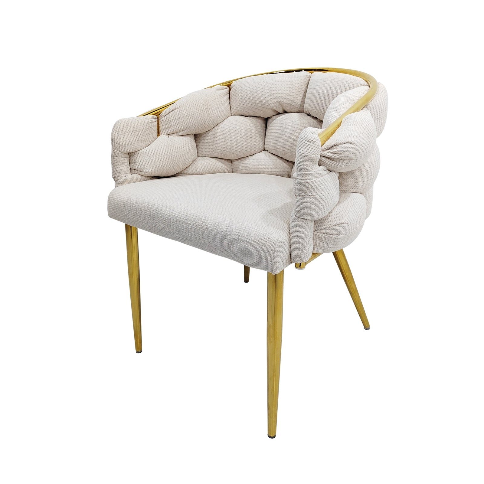 HTI-Living Esszimmerstuhl Stuhl Alsen Gold Beige (Einzelstuhl, 1 St), Design Polsterstuhl goldenes Metallgestell