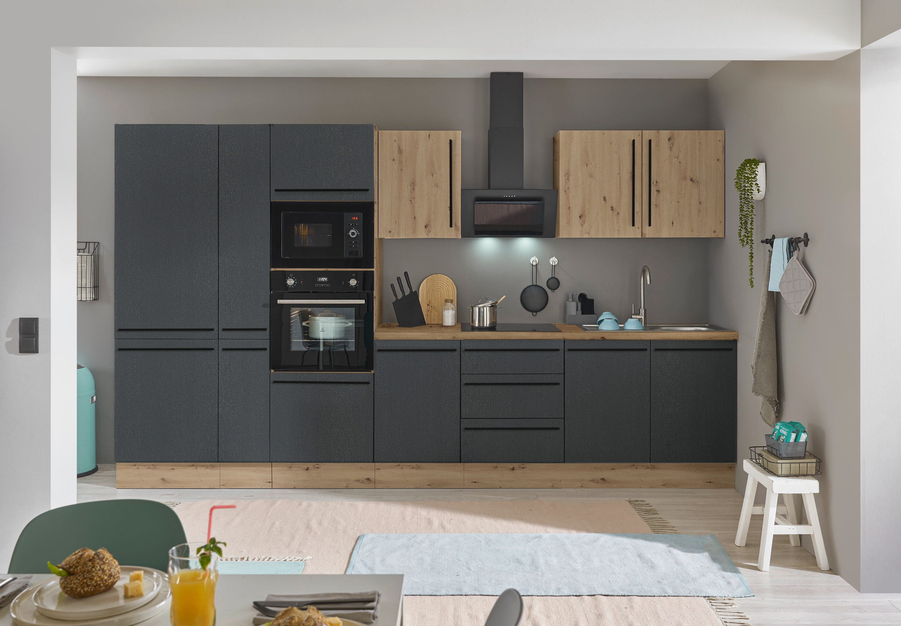 KOCHSTATION Küchenzeile Florida, Breite 360 cm, wahlweise mit E-Geräten,Softclose für Türen/Schubkästen