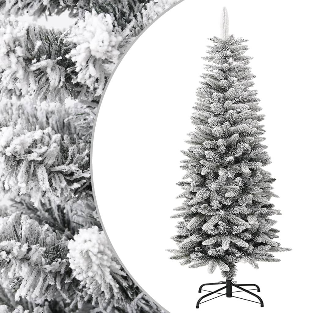 vidaXL Künstlicher Weihnachtsbaum Künstlicher Weihnachtsbaum Beschneit Schlank 120 cm PVC&PE