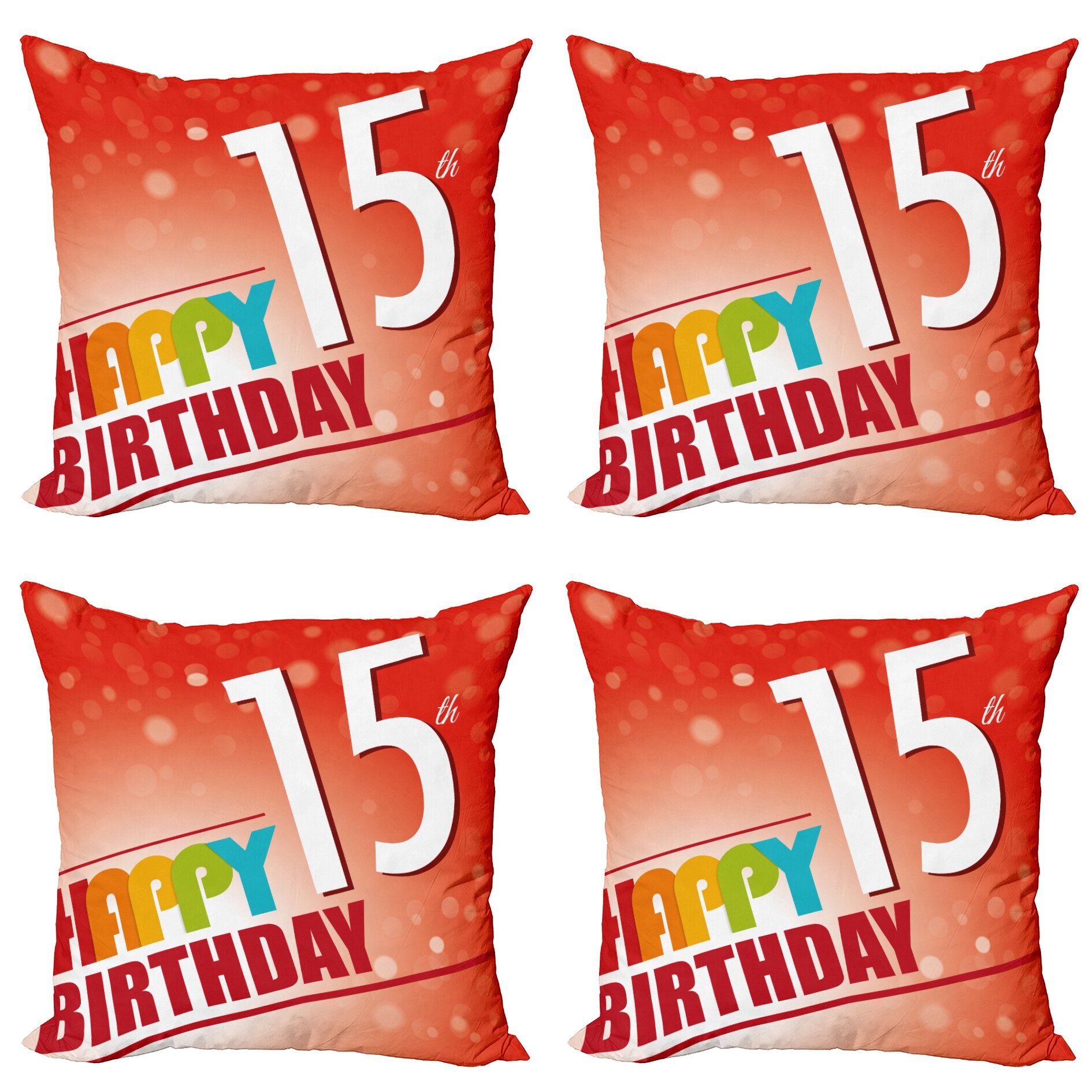 15. Kissenbezüge Abakuhaus Modern Doppelseitiger (4 Digitaldruck, Accent Geburtstags-Konzept rot Stück),