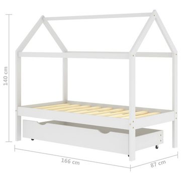 vidaXL Kinderbett Kinderbett mit Schublade Weiß Massivholz Kiefer 80x160 cm