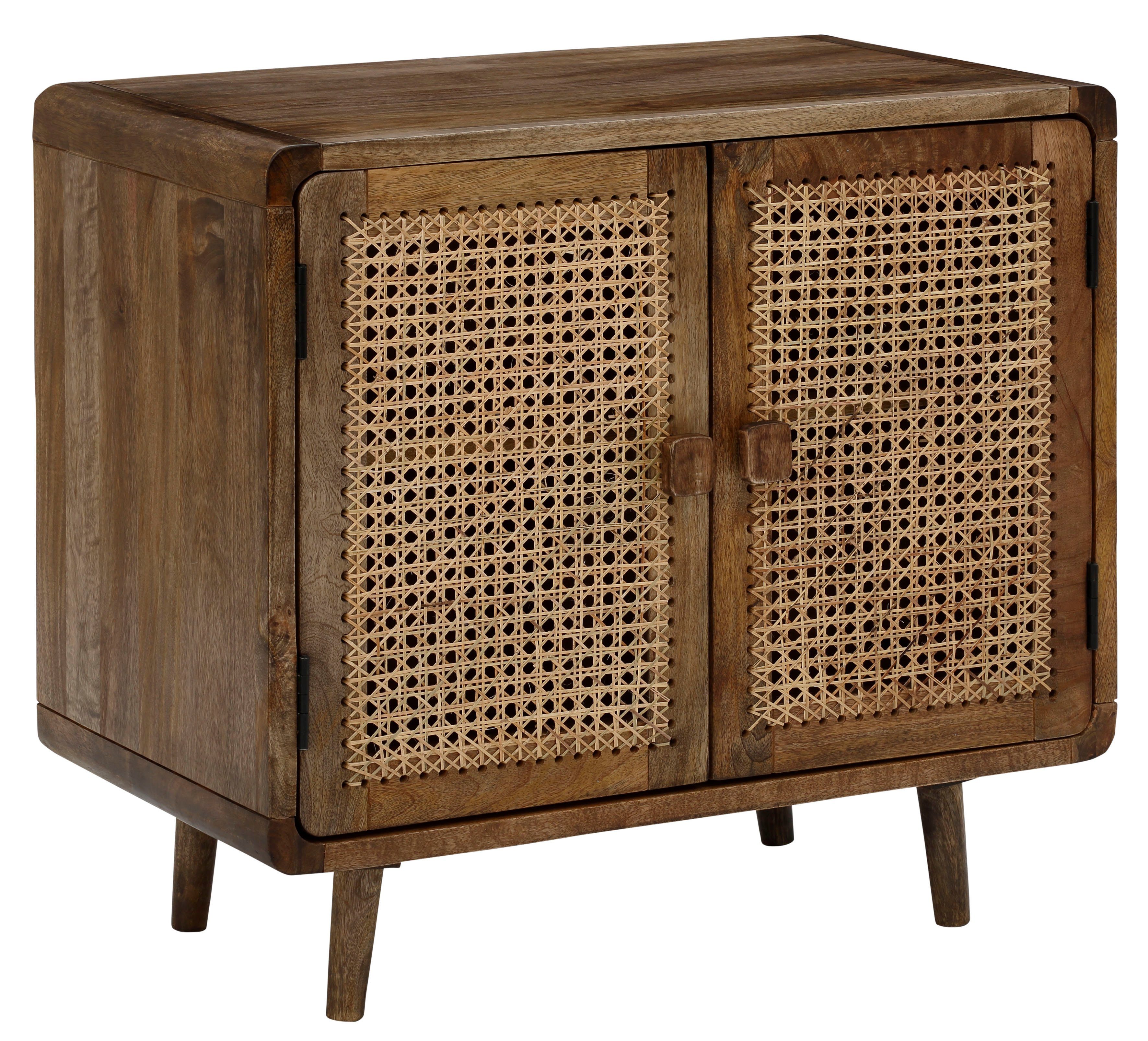 Home affaire Sideboard »Snug«, aus Rattan-Geflecht und massivem Mangoholz, schöne abgerundete Ecken, Breite 81 cm-kaufen