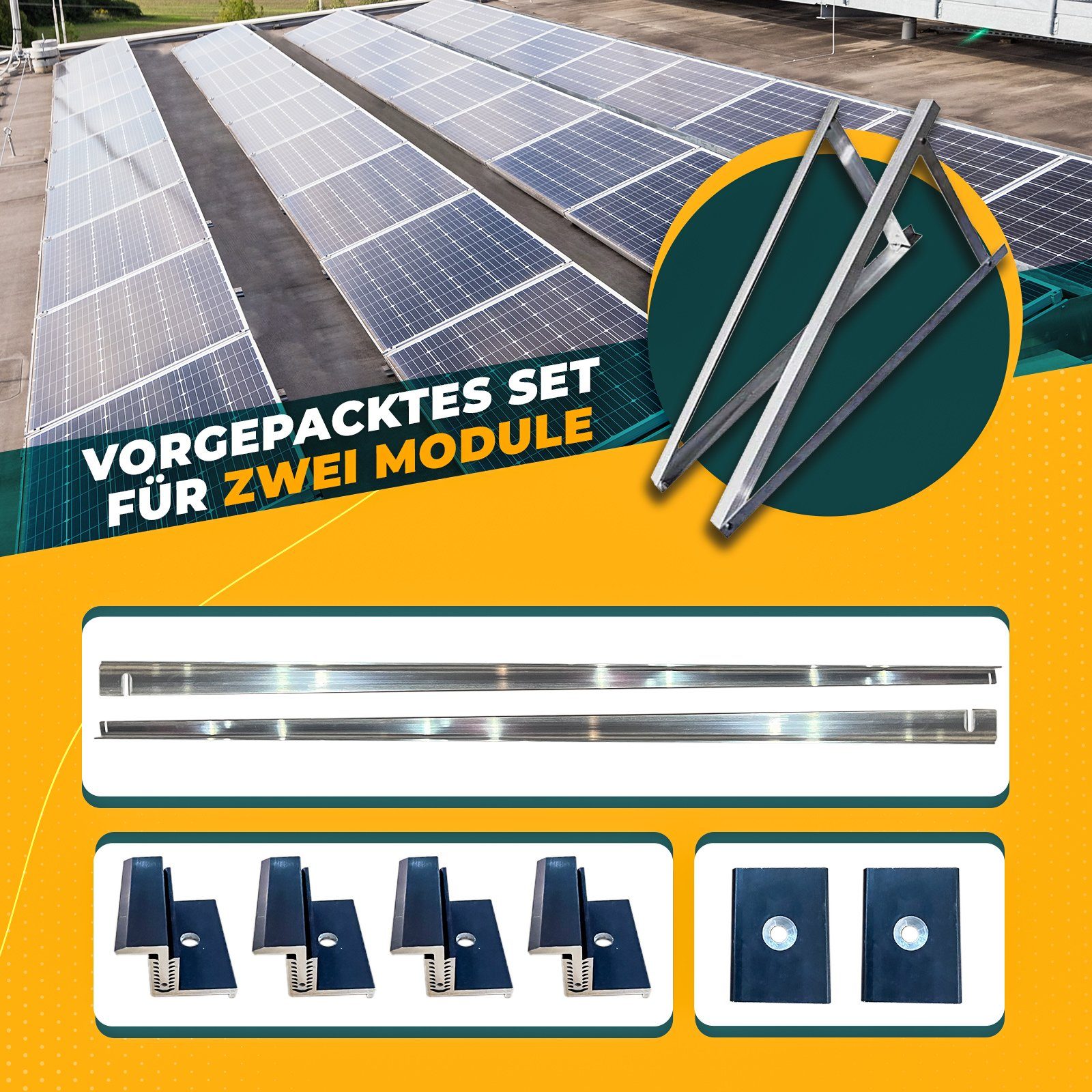 Schuko PV-Montage 800W Süd Balkonkraftwerk Hypontech Solaranlage Solarmodule, 500W Upgradefähiger WIFI 5M Stecker und Basis Wechselrichter, Komplettset Aufständerung inkl. 1000W enprovesolar
