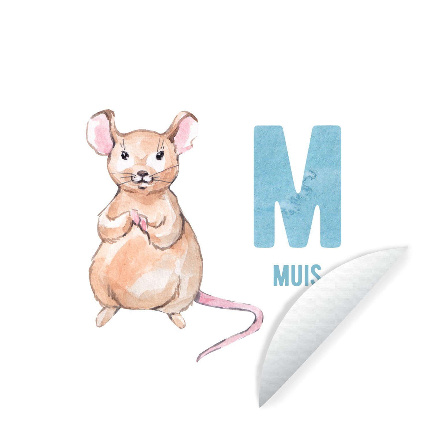 MuchoWow Wandsticker Maus - Alphabet - Kinder (1 St), Tapetenkreis für Kinderzimmer, Tapetenaufkleber, Rund, Wohnzimmer