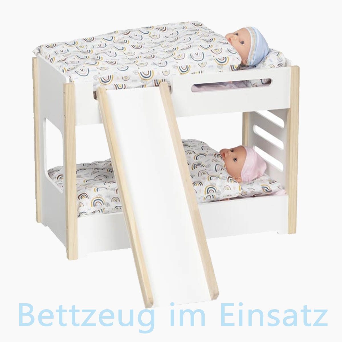 goki Puppen Bettwäsche Puppenbettzeug Regenbogen, (packung, 3-tlg., set), für Puppen zwischen 55 cm und 70 cm.