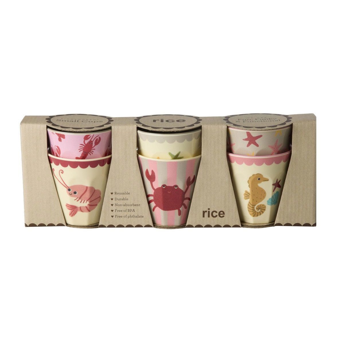 rice Becher Kinderbecher Set 6 Stück Melamin, robust, spülmaschinengeeignet