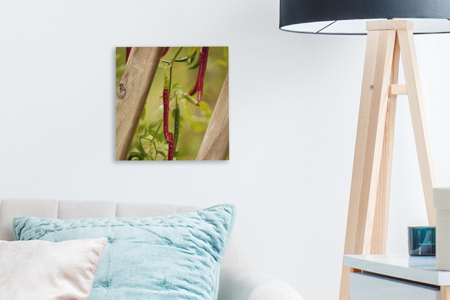 OneMillionCanvasses® Leinwandbild Grüne (1 wachsen rote Cayennepfeffer Wohnzimmer Bilder St), Leinwand der Schlafzimmer und in für Natur
