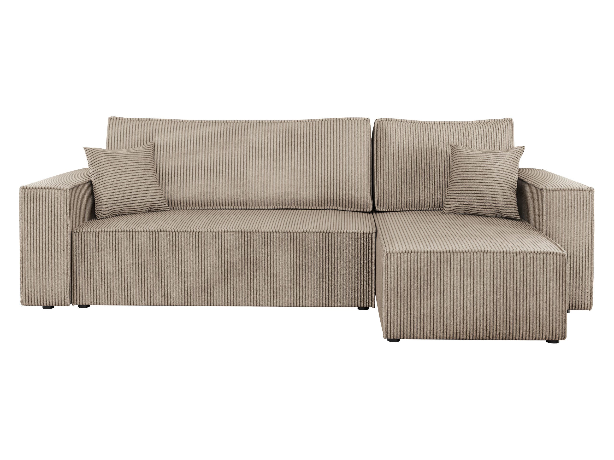 MIRJAN24 Ecksofa Karl Cord, mit Bettkasten und Schlaffunktion, Ottomane universal, Dekorative Kissen-Set