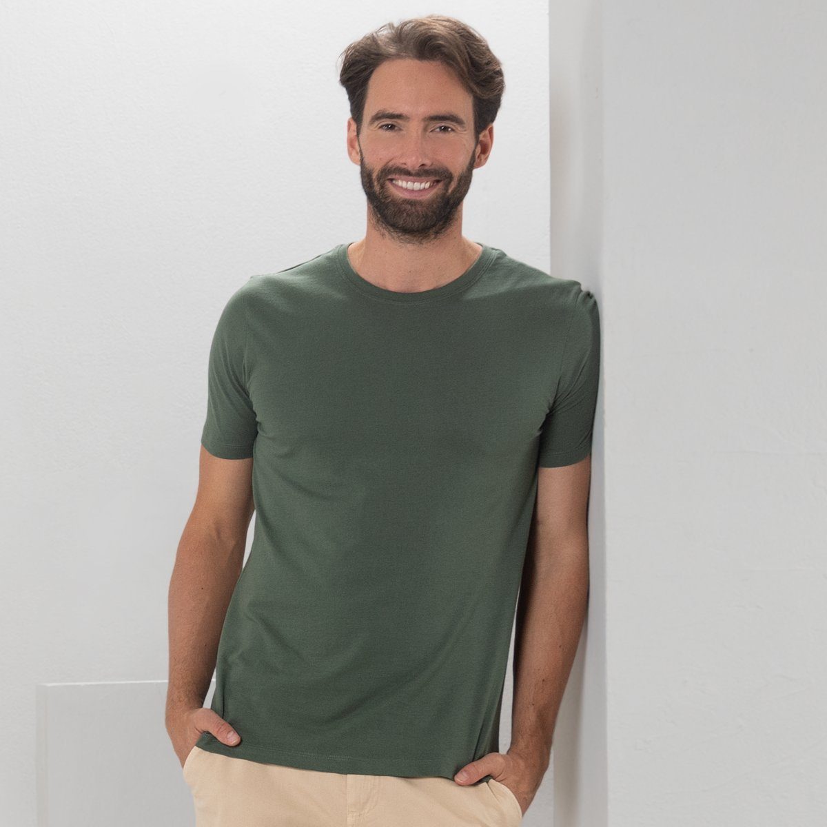 LIVING CRAFTS T-Shirt ILKO Farbtönen Oregano Klassischer Schnitt in trendigen