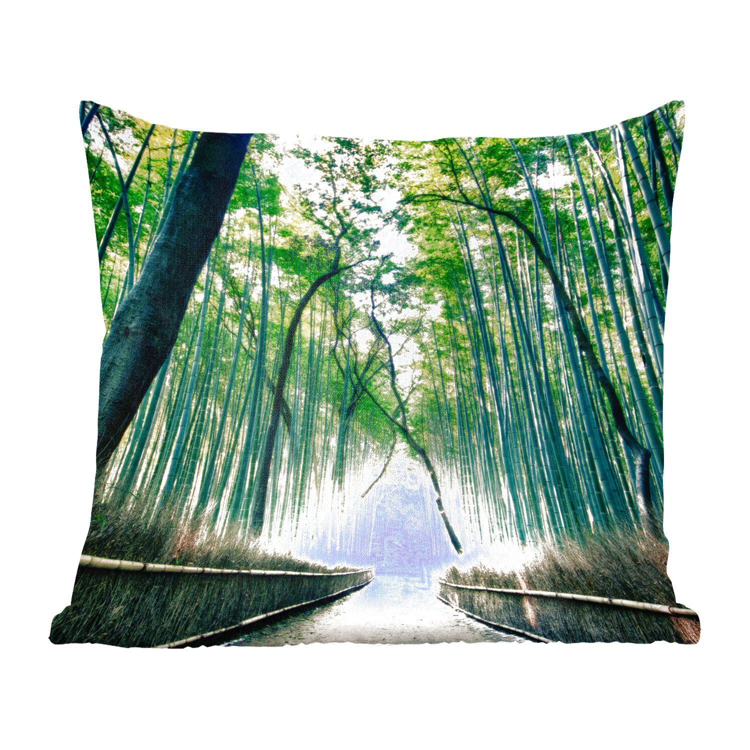 MuchoWow Dekokissen Bambuswald in Arashiyama, Japan, Zierkissen mit Füllung für Wohzimmer, Schlafzimmer, Deko, Sofakissen