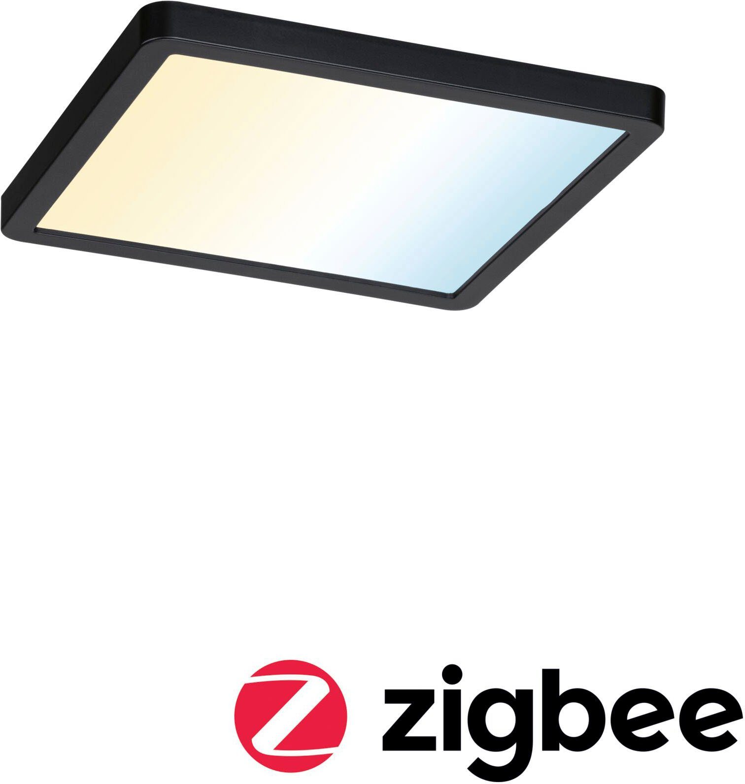 Paulmann LED Einbauleuchte Areo LED Tunable 175x175mm Home ZigBee, Schwarz Tageslichtweiß, Zigbee VariFit App Smart eckig Einbaupanel White IP44 LED dimmbar, integriert, fest steuerbar