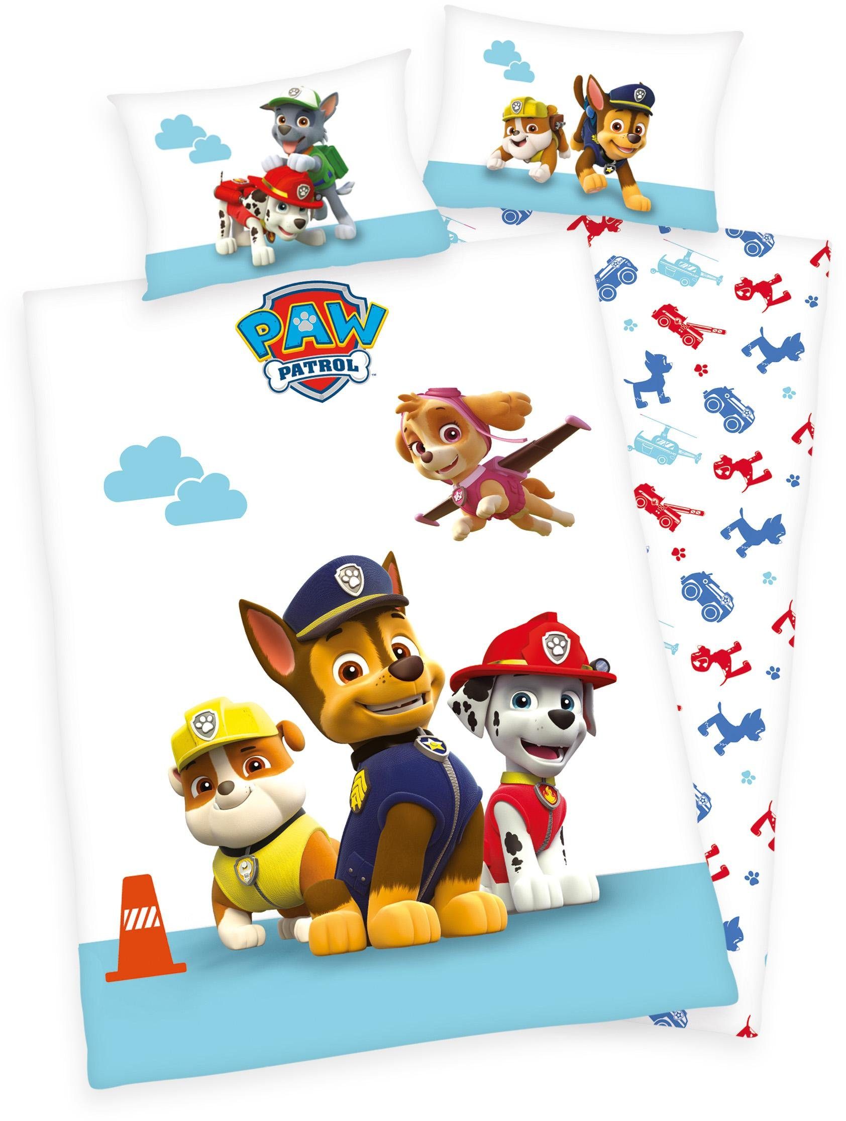 Kinderbettwäsche Dogs, PAW PATROL, Renforcé, 2 teilig, mit Hunden