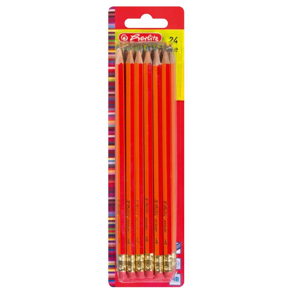 Herlitz Bleistift 24 Herlitz Bleistifte "Scolair" / Härtegrad: HB / mit Radierer