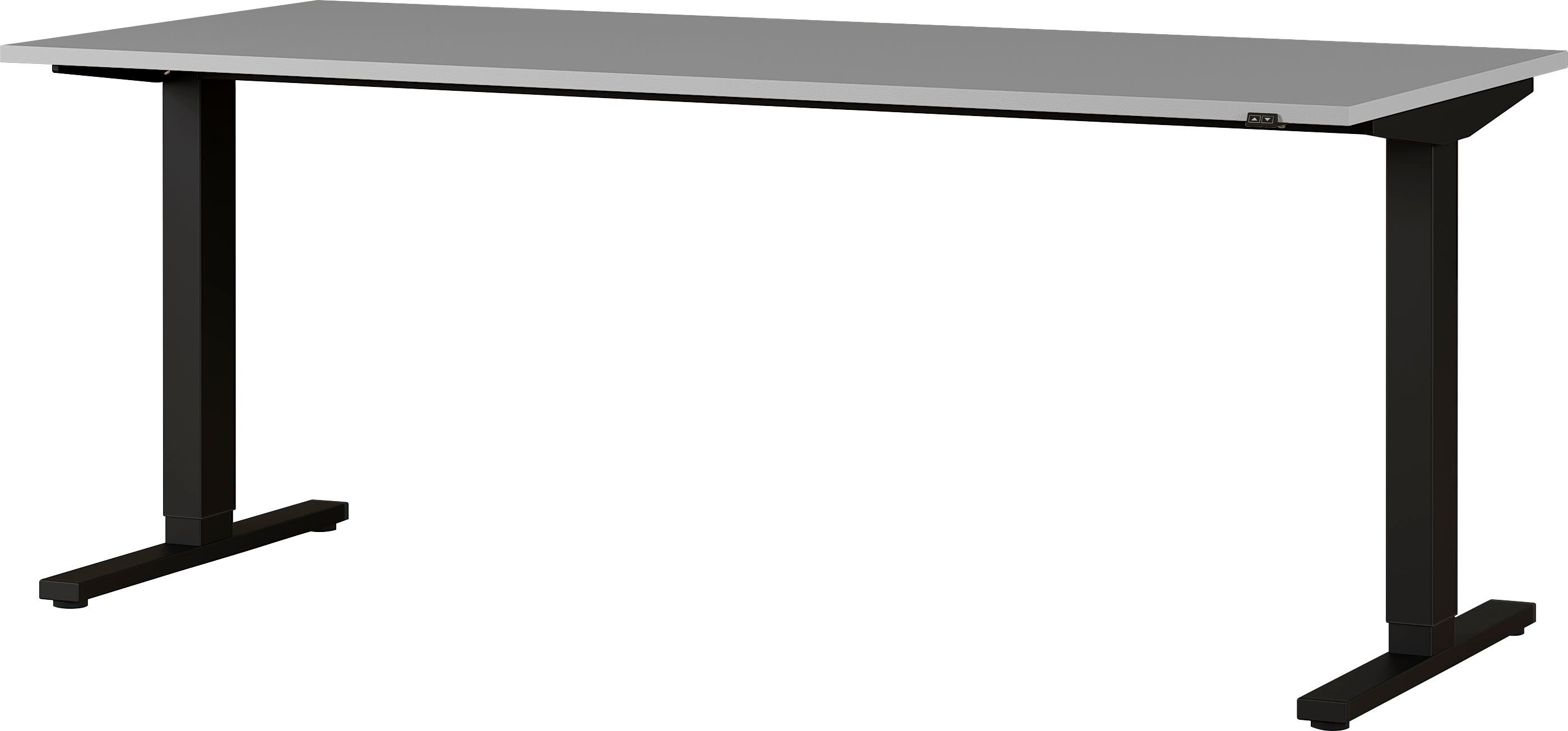 GERMANIA Schreibtisch GW-Agenda, Schwarz höhenverstellbar Memory-Funktion Lichtgrau | Lichtgrau/Schwarz elektrisch mit 