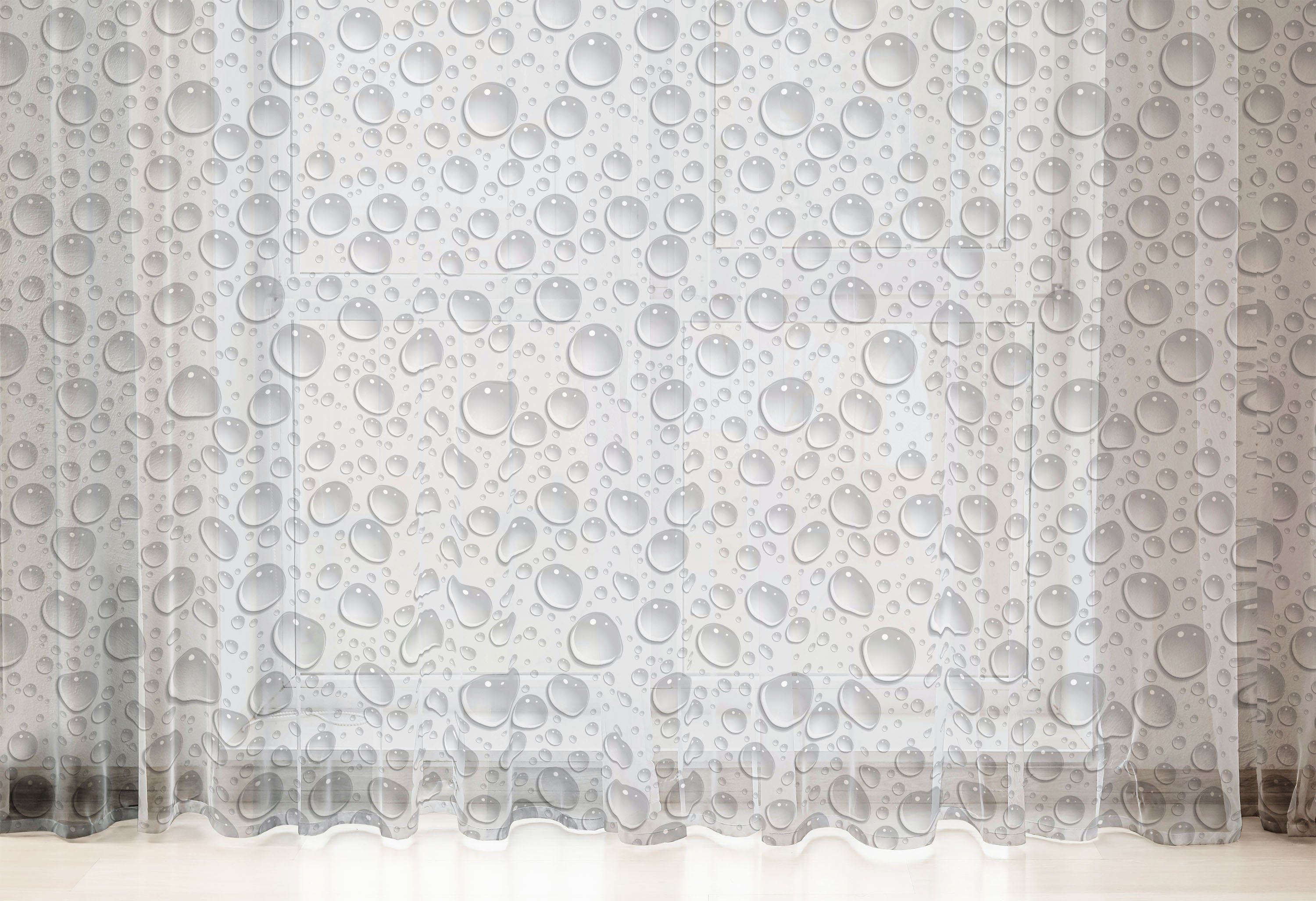 Gardine schiere Drapierung Abakuhaus, für Wassertropfen 2 Hochzeit Grau Party Panels, Monochrome