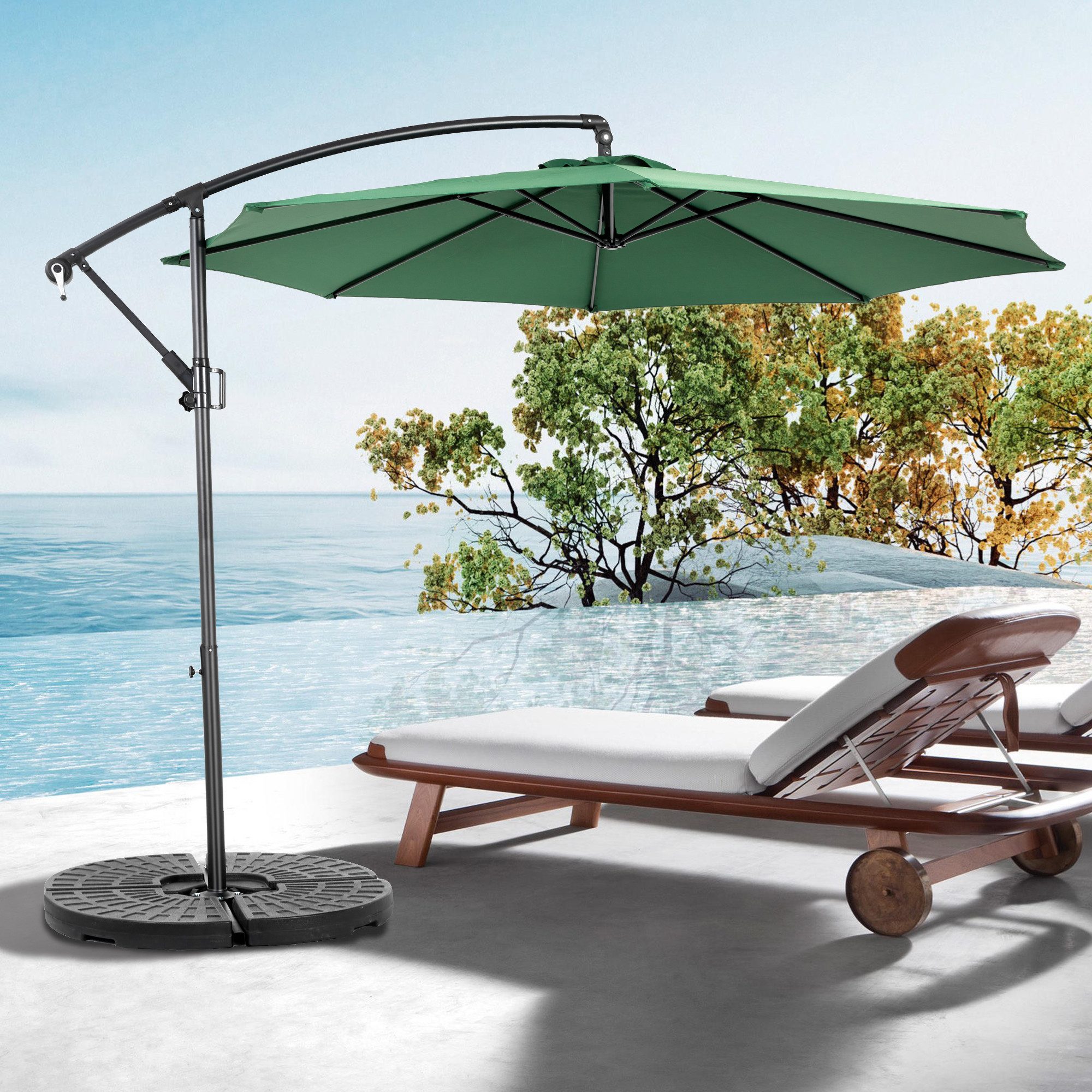 LVHOM Sonnenschirm (Modell D)295x295cm,Ampelschirm,Gartenschirm, Windsicherung, UV-Schutz, Kurbeldesign,8Schirmrippen,wasserdicht,Garten/Terrasse/Schwimmbad/Meer