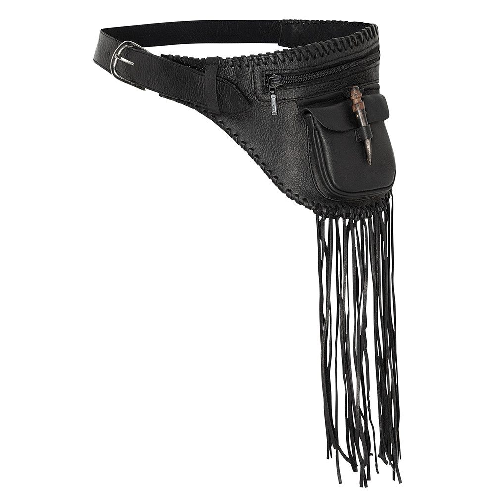 Stars & Stripes Gürteltasche Sakima, Hüfttasche mit Fransen aus robustem Rindsleder