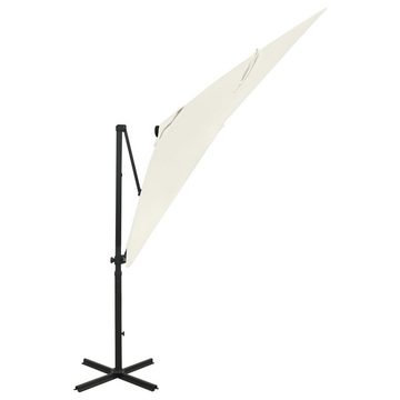 vidaXL Sonnenschirm Ampelschirm mit Mast und LED-Leuchten Sandfarben 250 cm